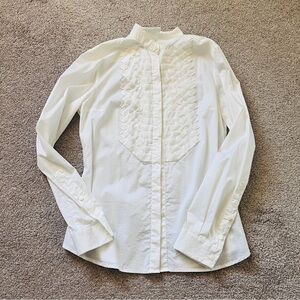 Zara Woman White Collared Button-Front Blouse Size S